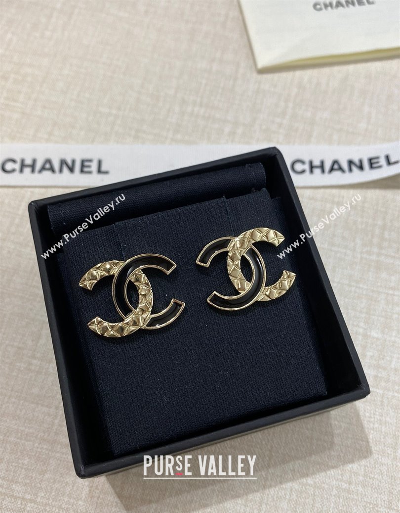 Chanel CC Stud Earrings Black 2025 CH0915110 (YF-250915110)