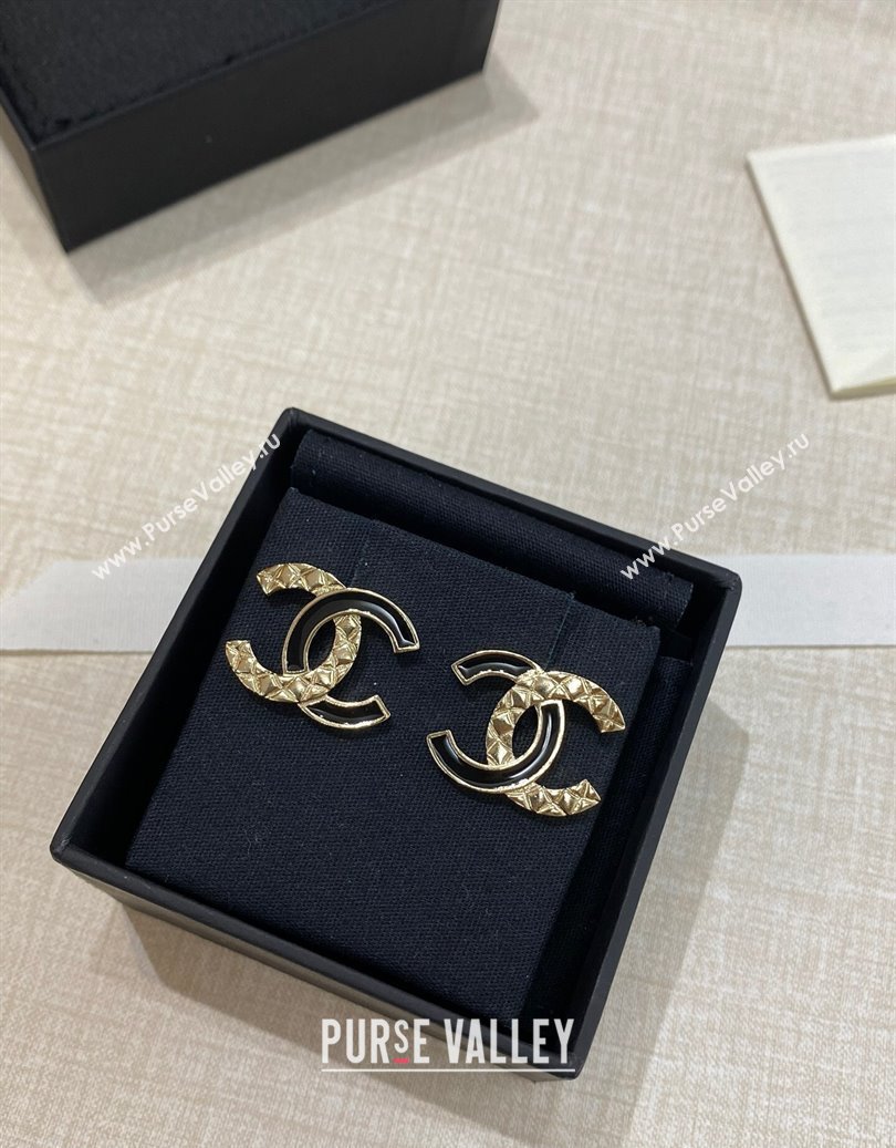 Chanel CC Stud Earrings Black 2025 CH0915110 (YF-250915110)