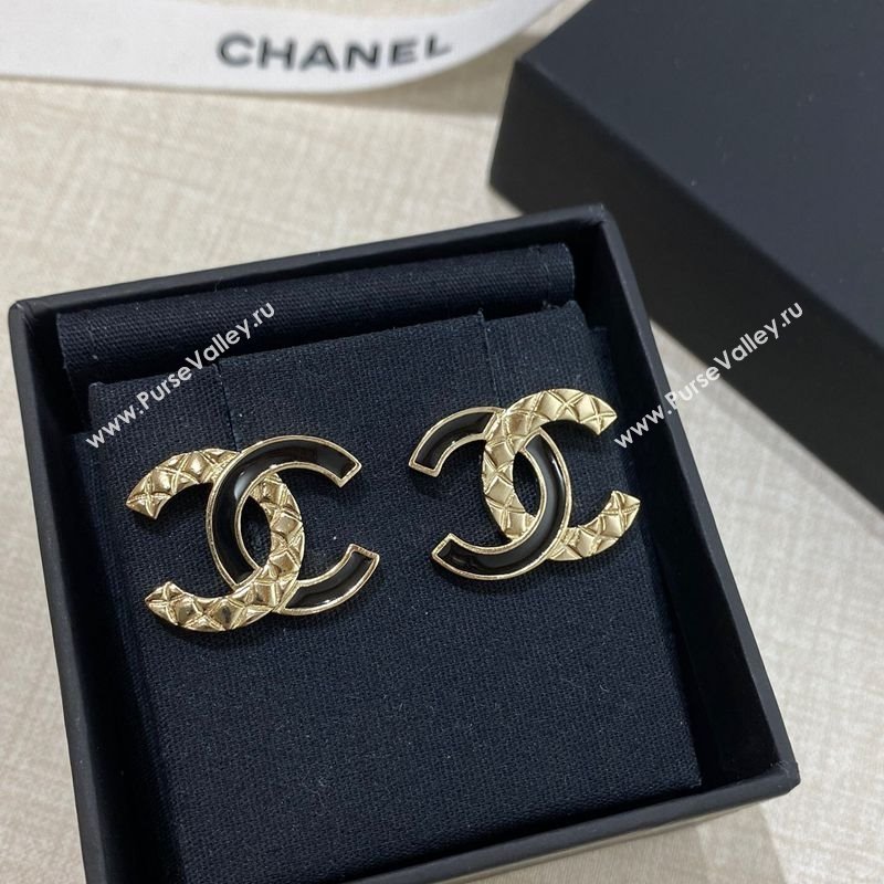 Chanel CC Stud Earrings Black 2025 CH0915110 (YF-250915110)