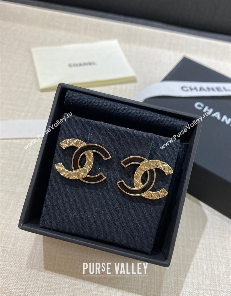 Chanel CC Stud Earrings Black 2025 CH0915110 (YF-250915110)