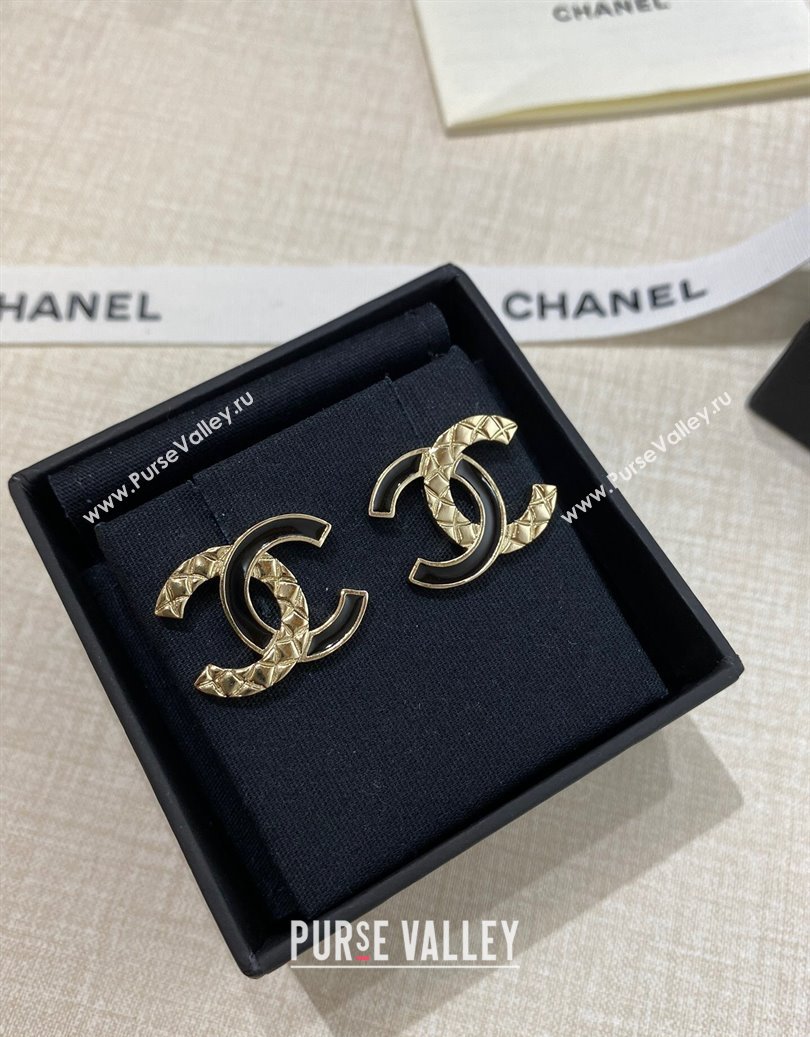 Chanel CC Stud Earrings Black 2025 CH0915110 (YF-250915110)