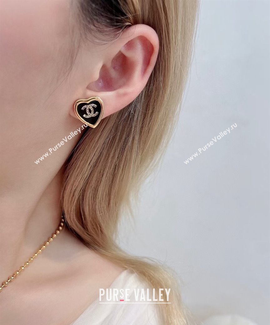 Chanel Heart Stud Earrings Black 2025 CH091524 (YF-250915124)