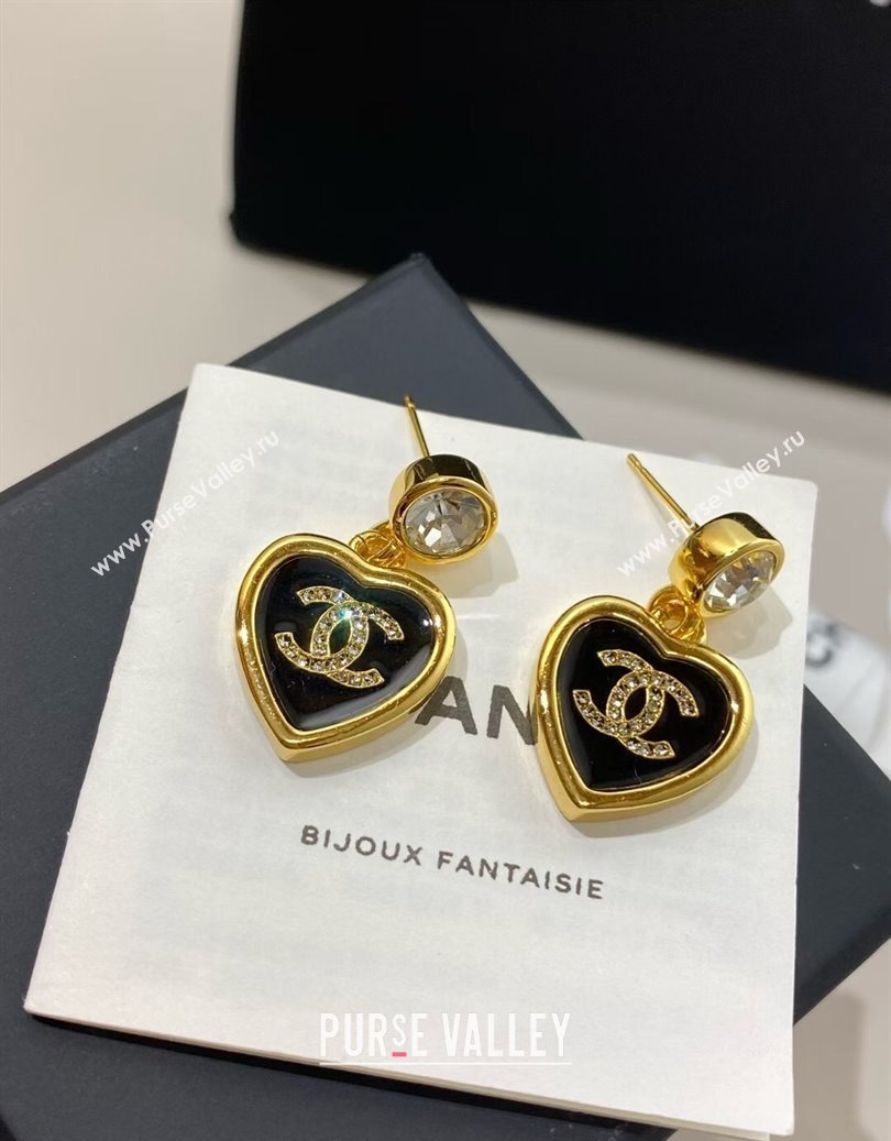 Chanel Heart Short Earrings Black 2025 CH091524 (YF-250915125)