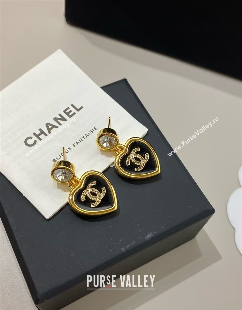 Chanel Heart Short Earrings Black 2025 CH091524 (YF-250915125)
