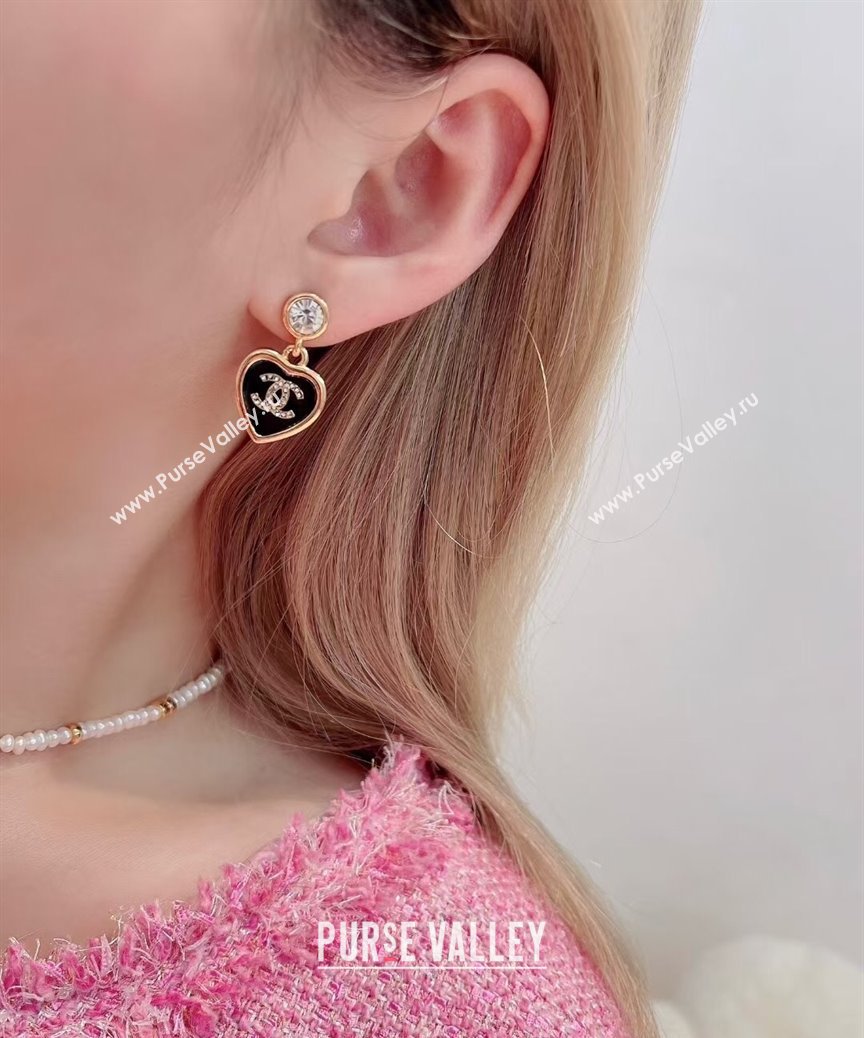 Chanel Heart Short Earrings Black 2025 CH091524 (YF-250915125)