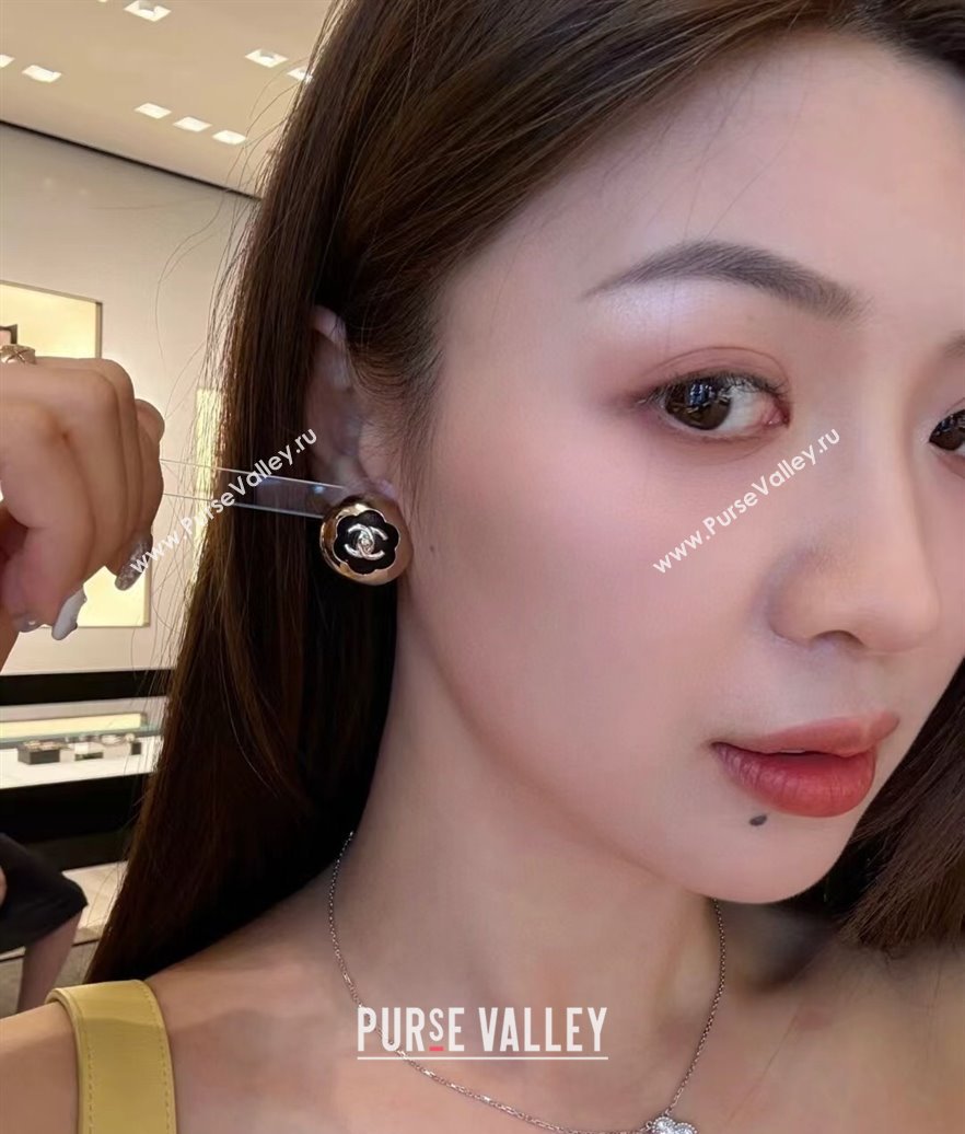 Chanel Round Stud Earrings Black/Gold 2025 CH0916033 (YF-250916033)