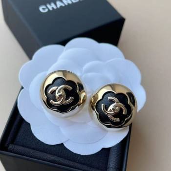 Chanel Round Stud Earrings Black/Gold 2025 CH0916033 (YF-250916033)