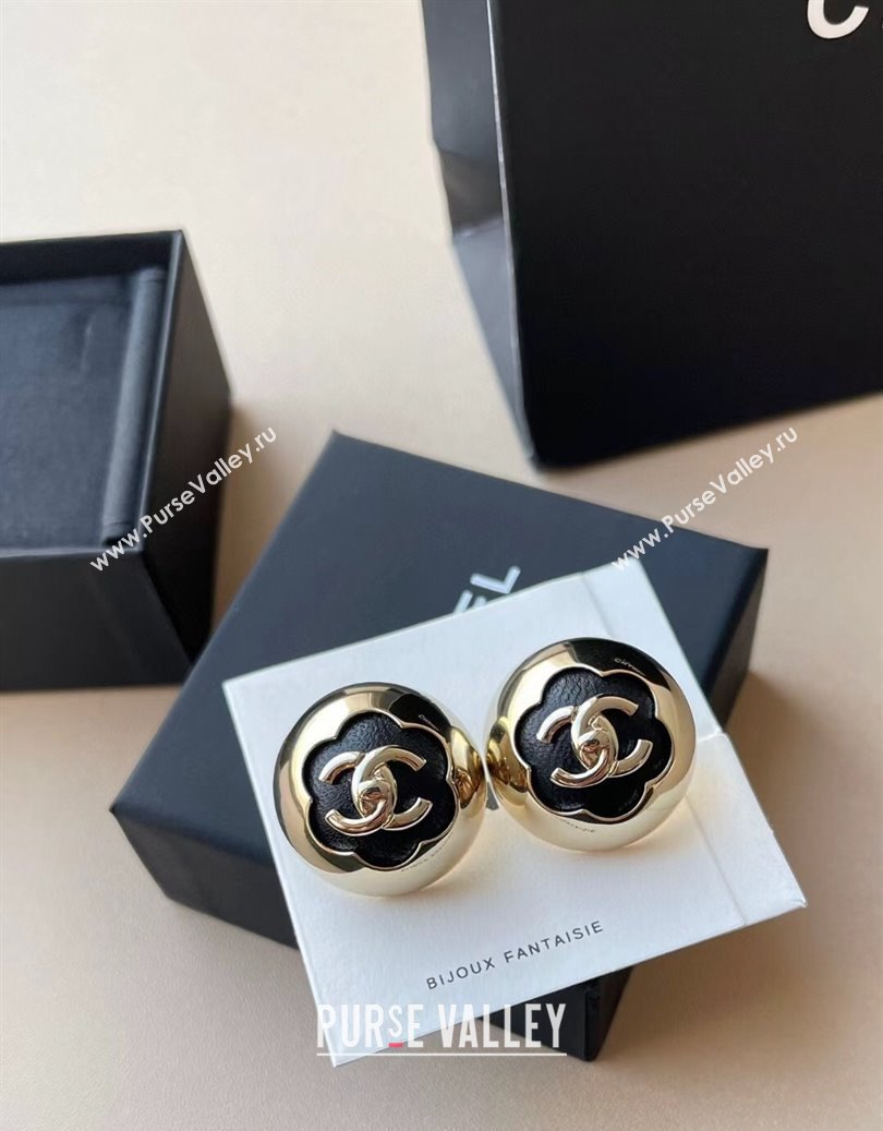 Chanel Round Stud Earrings Black/Gold 2025 CH0916033 (YF-250916033)