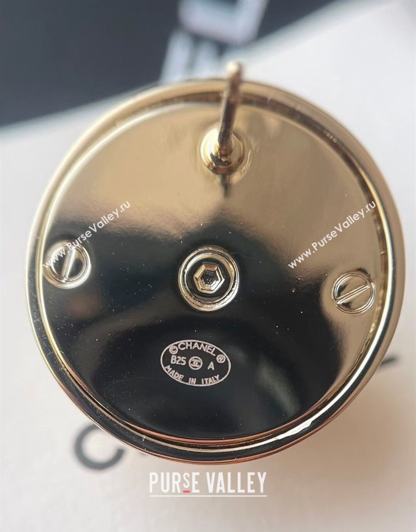 Chanel Round Stud Earrings Black/Gold 2025 CH0916033 (YF-250916033)