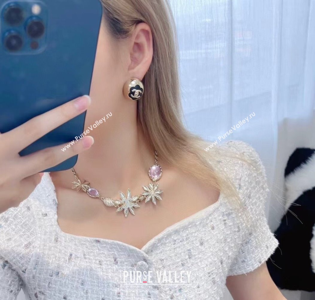 Chanel Round Stud Earrings Black/Gold 2025 CH0916033 (YF-250916033)