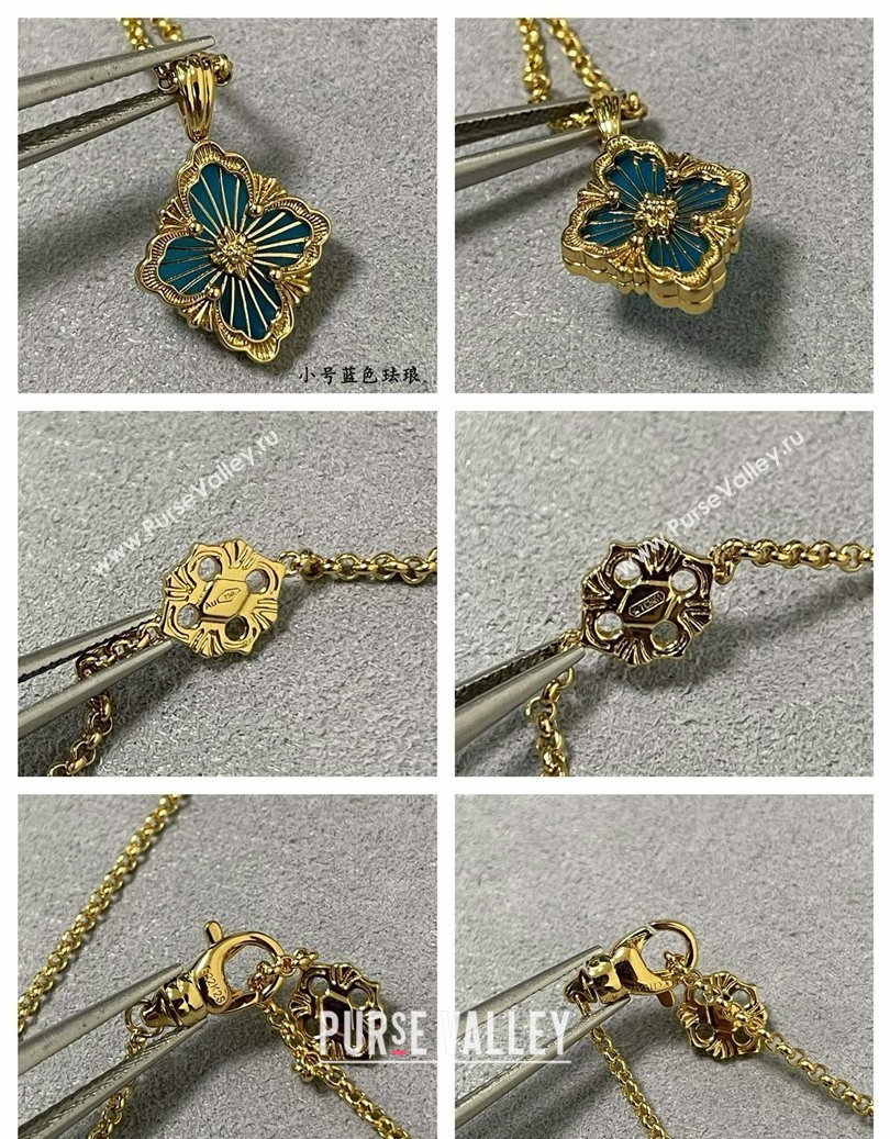 Buccellati Opera Tulle Small Pendant Necklace Blue 2025 B091705 (YF-250917075)