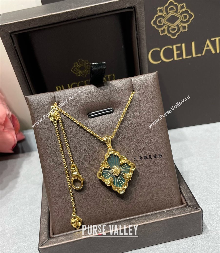 Buccellati Opera Tulle Large Pendant Necklace Green2 2025 B091706 (YF-250917086)