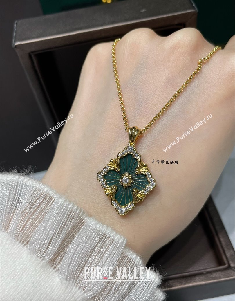 Buccellati Opera Tulle Large Pendant Necklace Green2 2025 B091706 (YF-250917086)