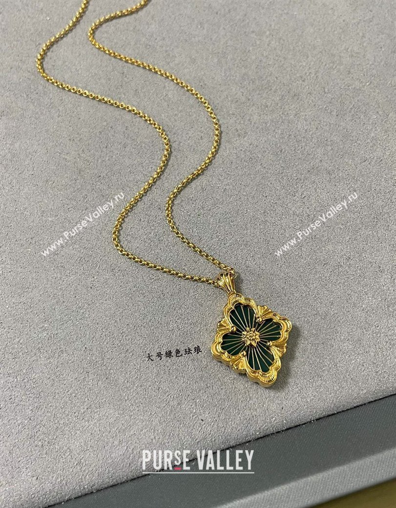 Buccellati Opera Tulle Large Pendant Necklace Green2 2025 B091706 (YF-250917086)