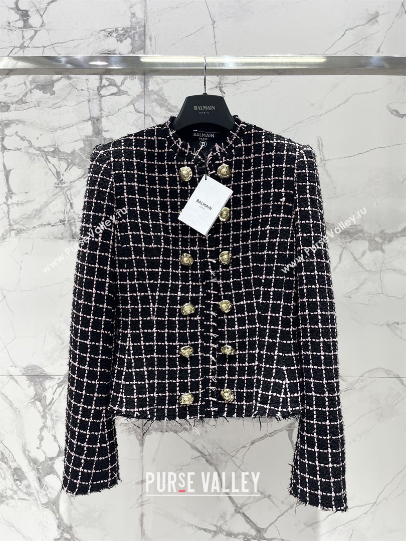 Balmain Tweed Jacket B92523 Black/Pink 2025 (Q-25092523)