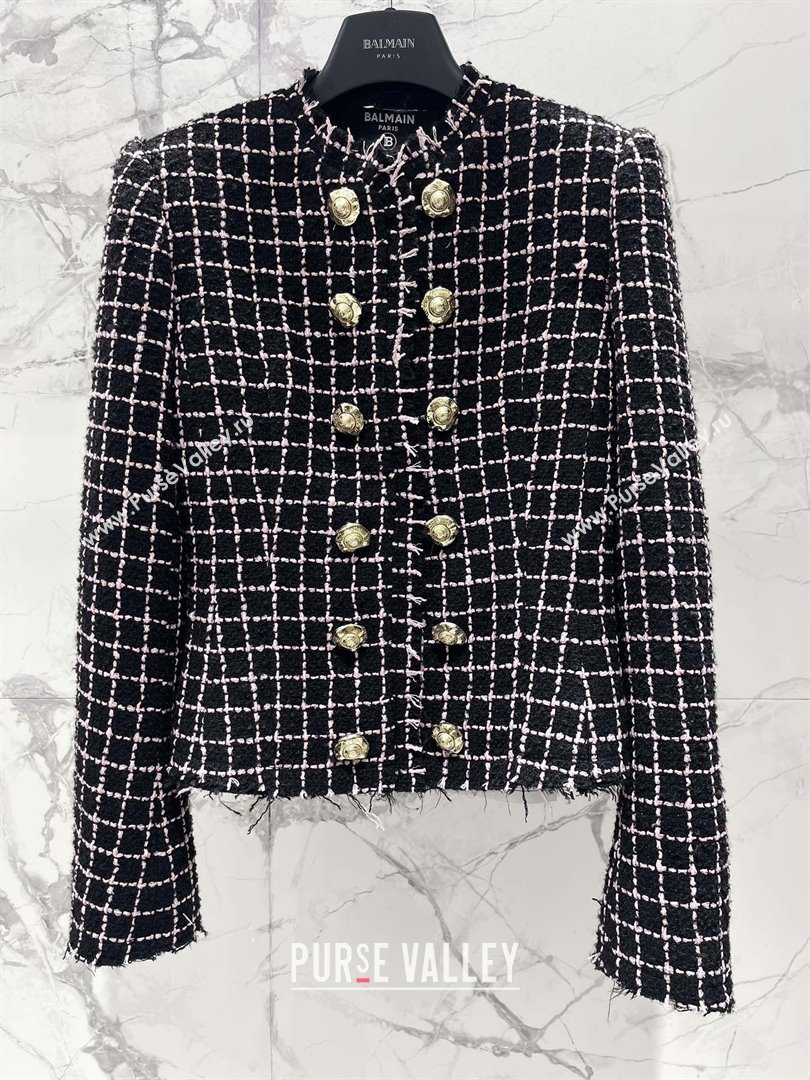 Balmain Tweed Jacket B92523 Black/Pink 2025 (Q-25092523)
