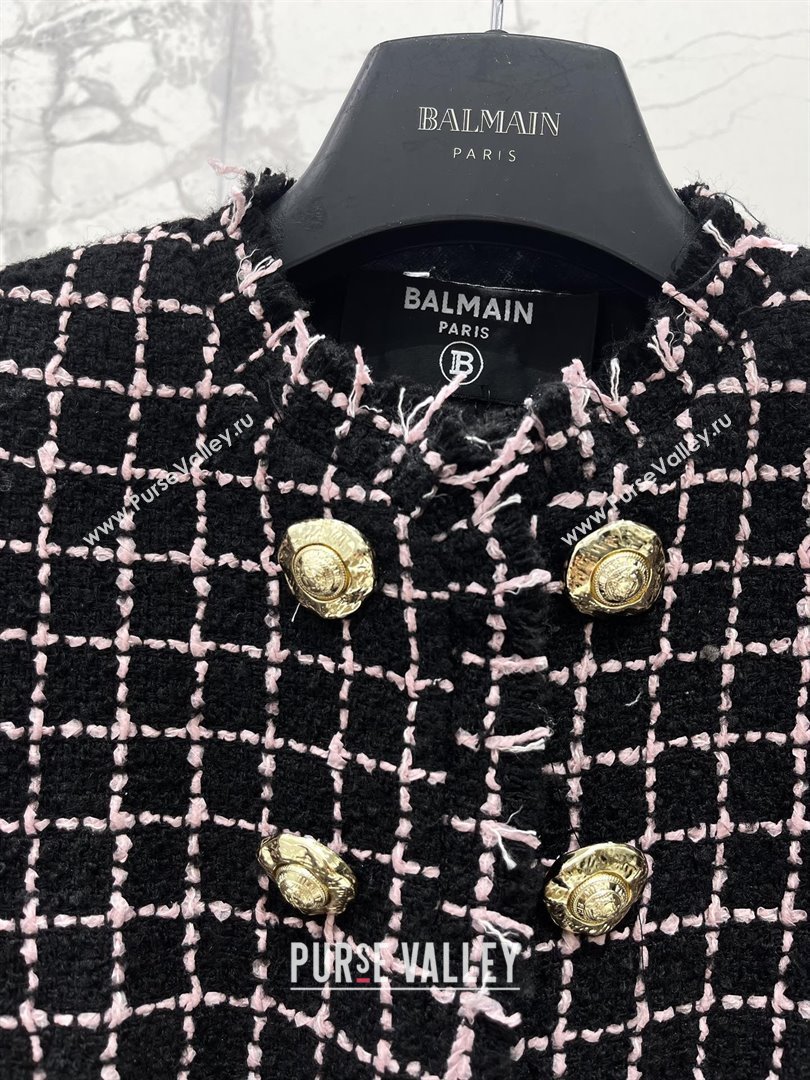 Balmain Tweed Jacket B92523 Black/Pink 2025 (Q-25092523)