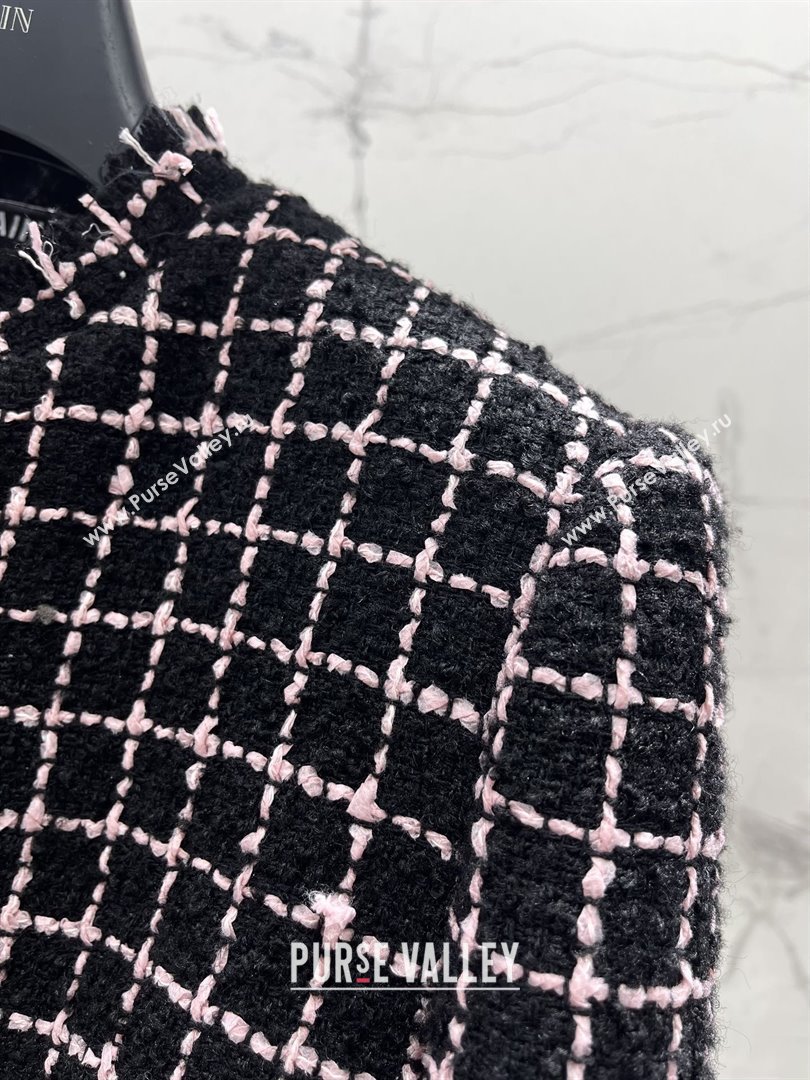 Balmain Tweed Jacket B92523 Black/Pink 2025 (Q-25092523)