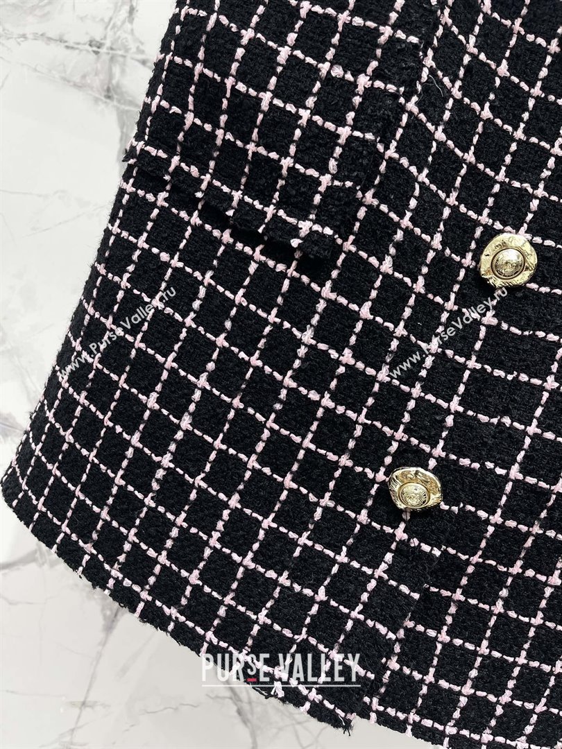 Balmain Tweed Skirt B92524 Black/Pink 2025 (Q-25092524)
