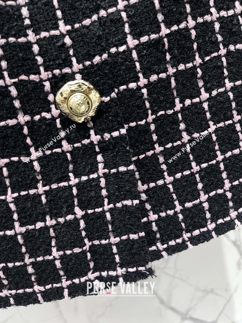 Balmain Tweed Skirt B92524 Black/Pink 2025 (Q-25092524)