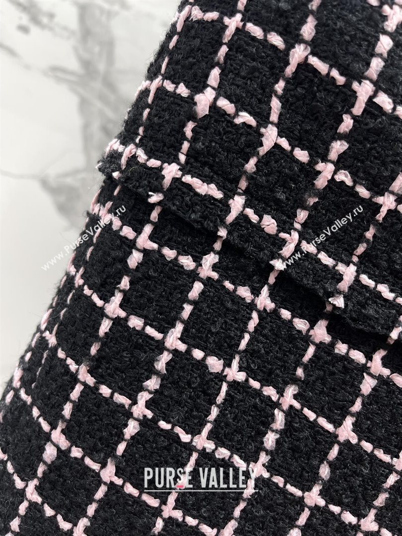 Balmain Tweed Skirt B92524 Black/Pink 2025 (Q-25092524)