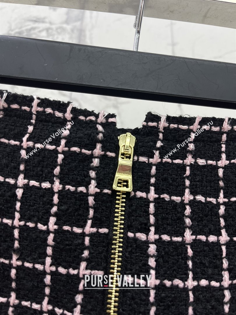 Balmain Tweed Skirt B92524 Black/Pink 2025 (Q-25092524)
