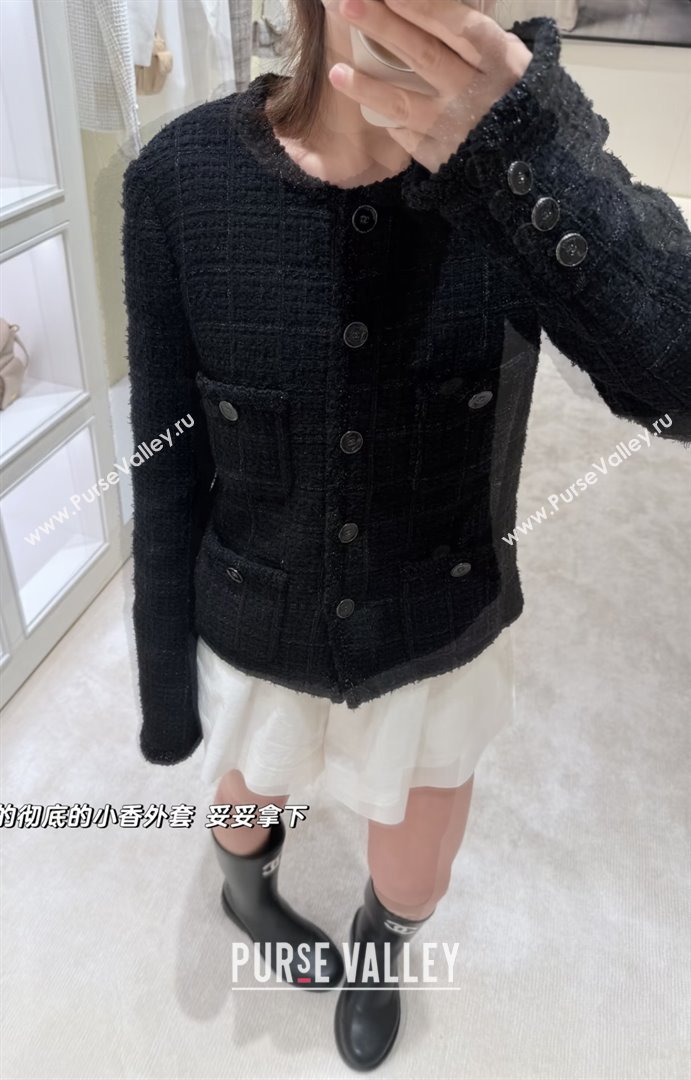 Chanel Tweed Jacket CH91929 Black 2025 (Q-28091929)