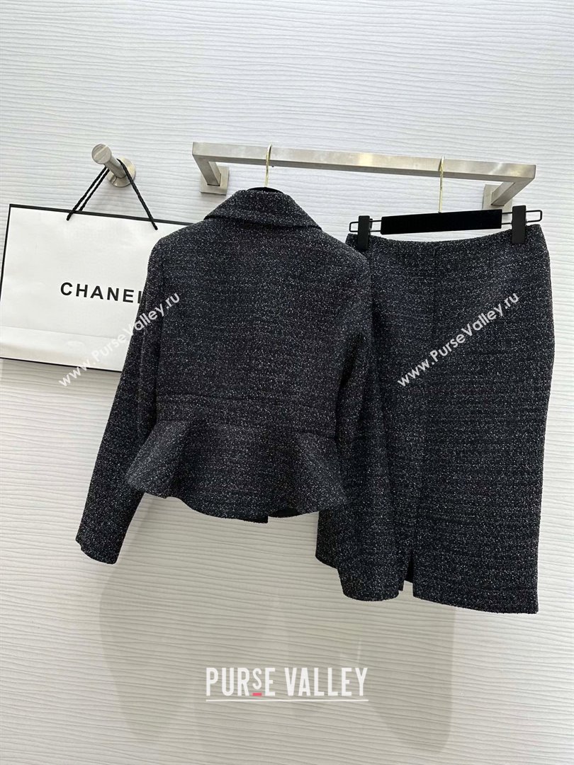 Chanel Tweed Jacket Skirt CH92507 Black 2025 (Q-25092507)