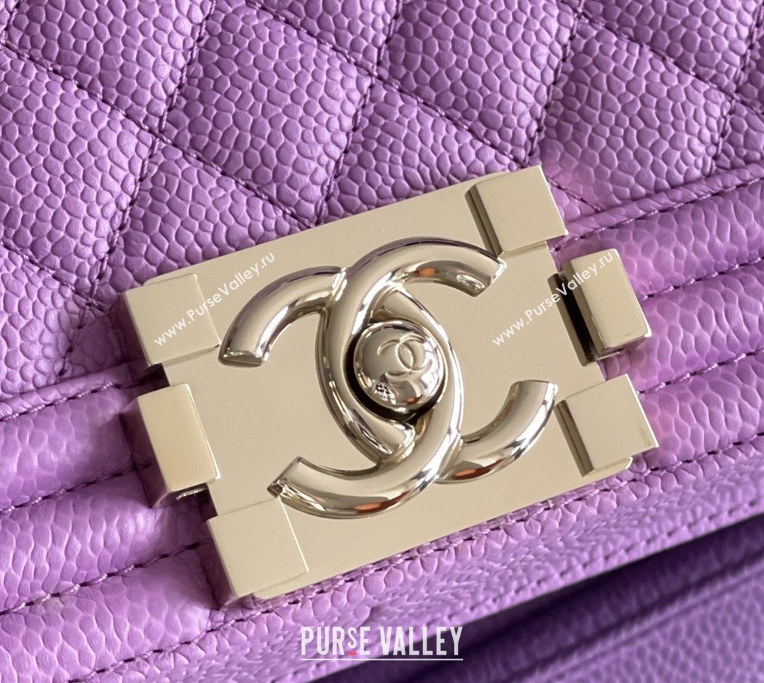 Chanel Original Big Grained Calfskin Medium Boy Flap Bag Purple/Light Gold 2025 Top Quality (MHE-25092008)
