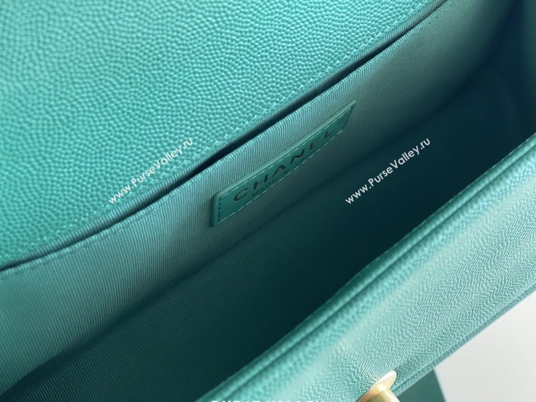 Chanel Original Small Grained Calfskin Medium Boy Flap Bag Green/Matte Gold 2025 Top Quality (MHE-25092005)