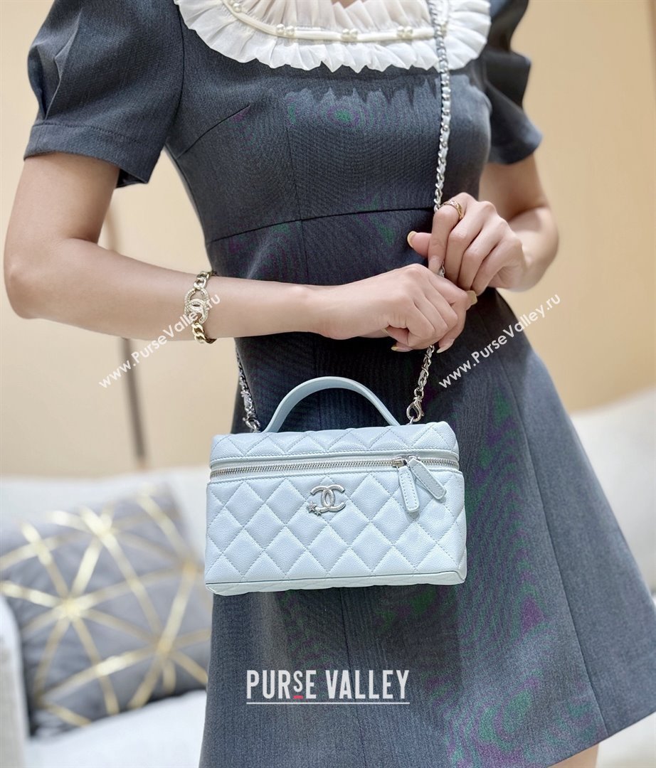 Chanel Shiny Grained Calfskin Vanity with Chain and Star AP4854 Light Blue 2025 Top Quality (SHUNY-25092306)