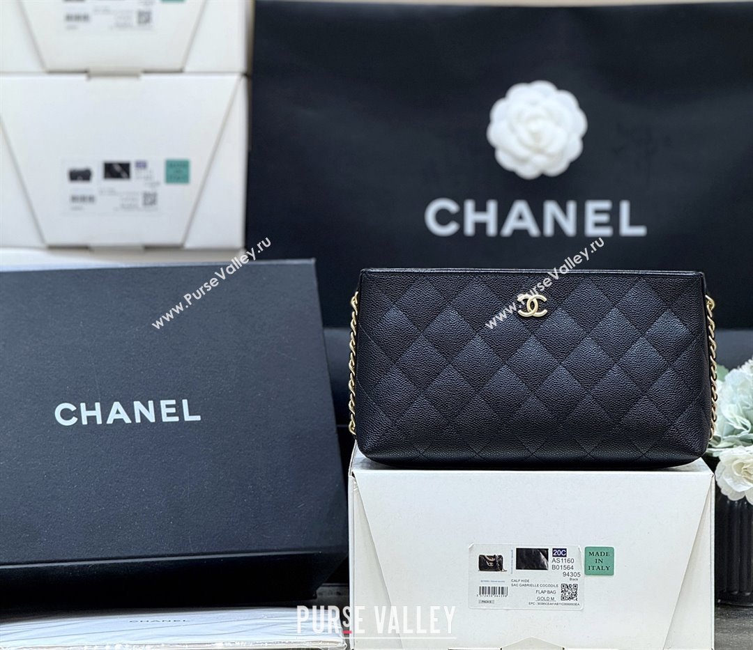 Chanel Pouch in Grained Shiny Calfskin AP4700 Black 2025 Top Quality (SHUNY-25092304)