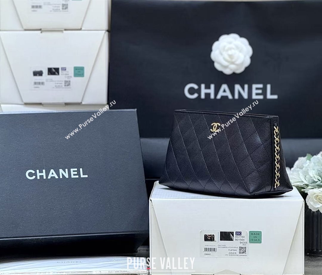 Chanel Pouch in Grained Shiny Calfskin AP4700 Black 2025 Top Quality (SHUNY-25092304)