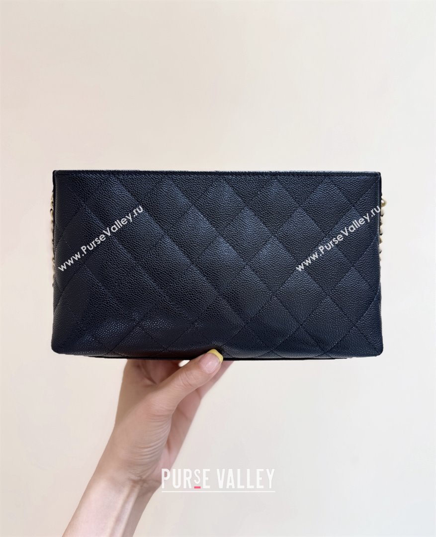 Chanel Pouch in Grained Shiny Calfskin AP4700 Black 2025 Top Quality (SHUNY-25092304)