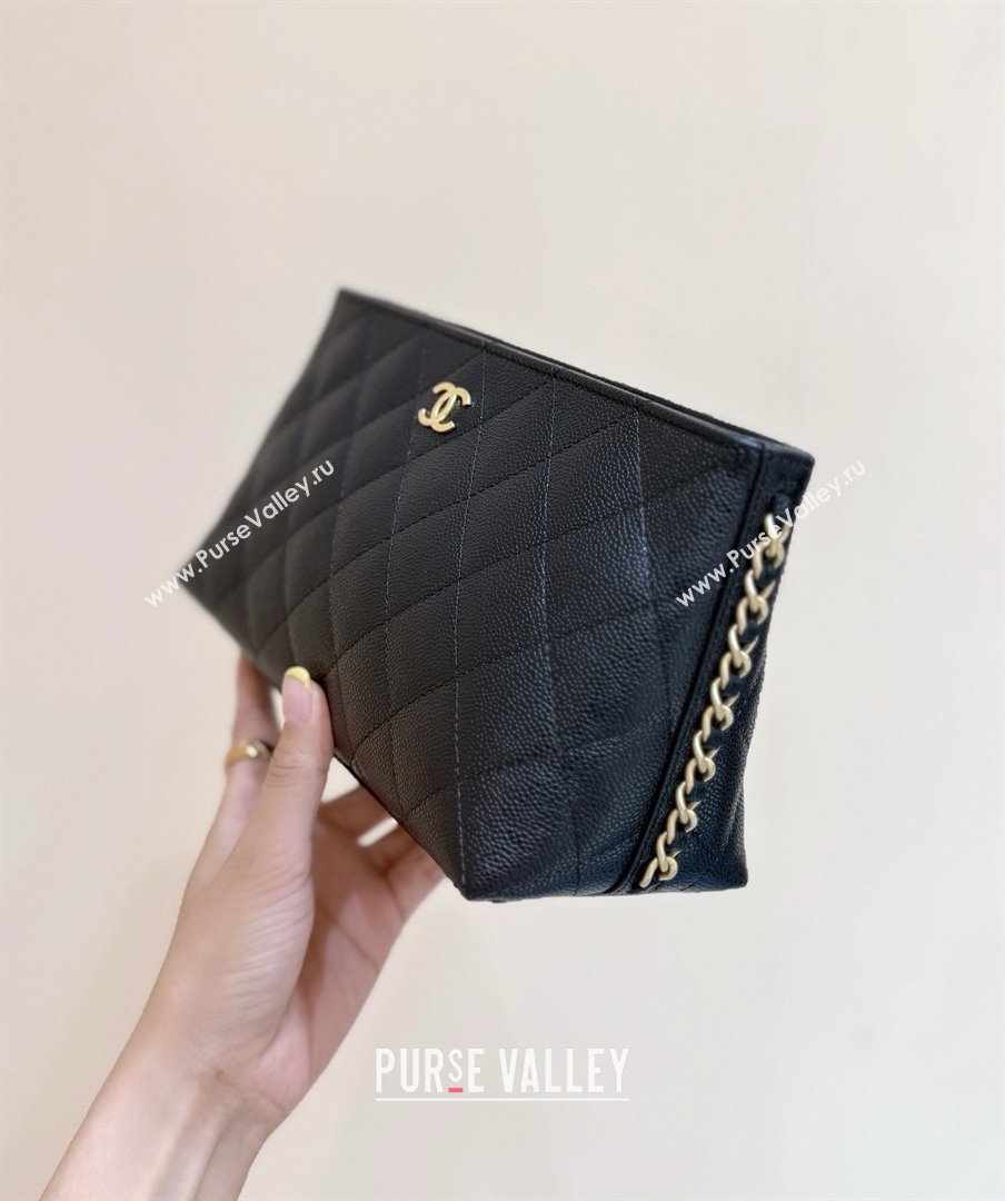 Chanel Pouch in Grained Shiny Calfskin AP4700 Black 2025 Top Quality (SHUNY-25092304)