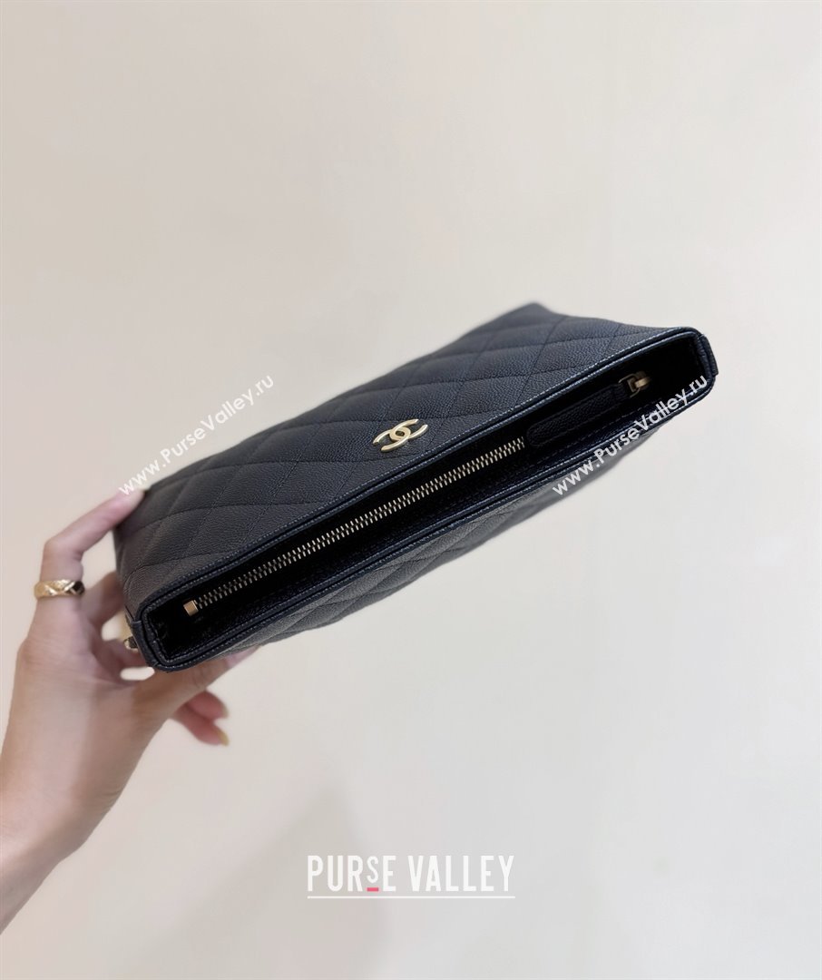 Chanel Pouch in Grained Shiny Calfskin AP4700 Black 2025 Top Quality (SHUNY-25092304)