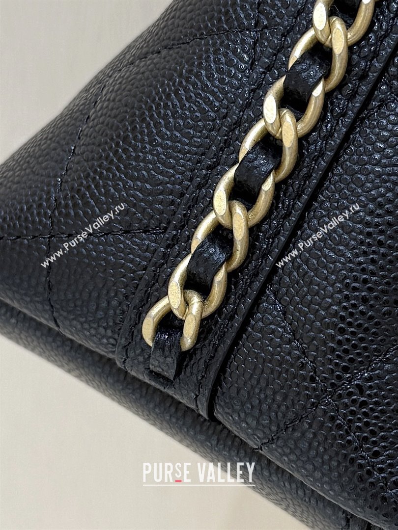 Chanel Pouch in Grained Shiny Calfskin AP4700 Black 2025 Top Quality (SHUNY-25092304)