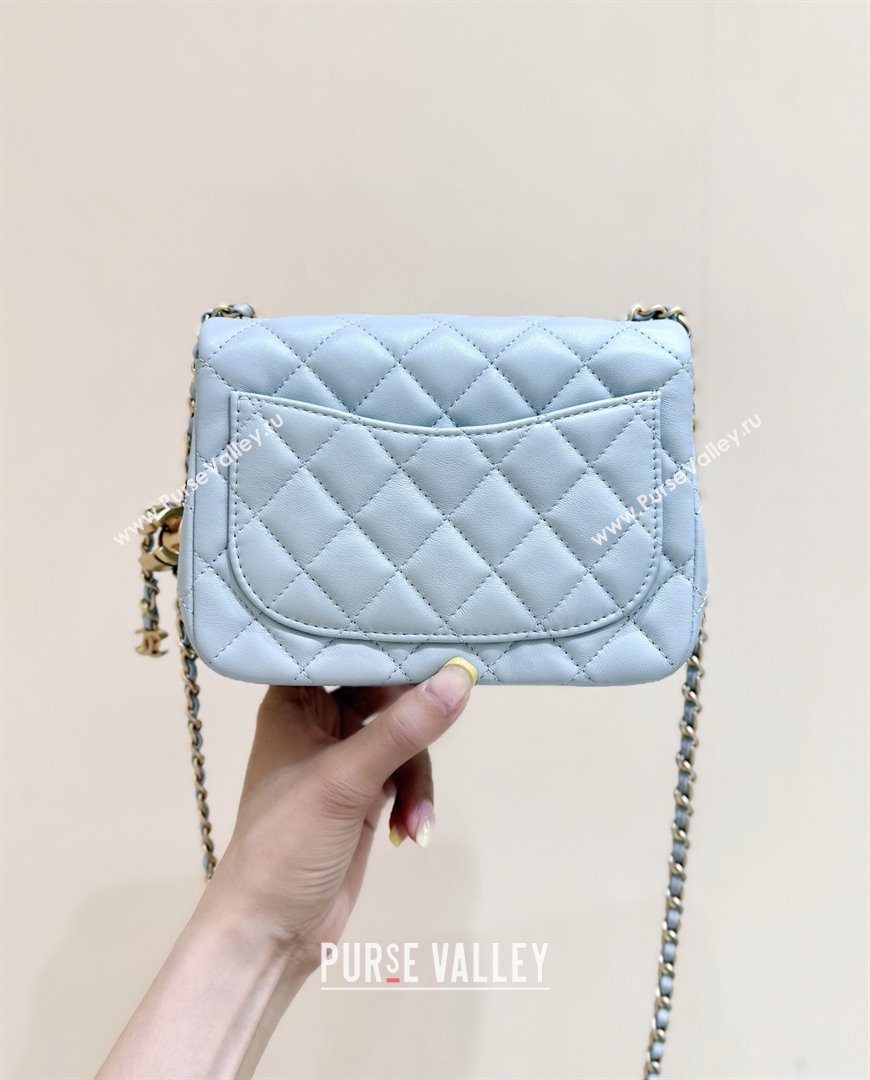 Chanel Shiny Lambskin Mini Square Flap Bag with CC Chain Light Blue 2025 AS5758 Top Quality (SHUNY-25092307)