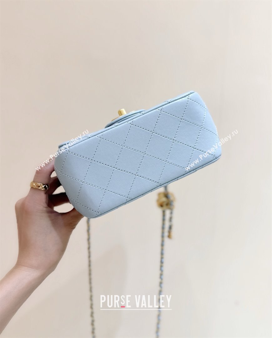 Chanel Shiny Lambskin Mini Square Flap Bag with CC Chain Light Blue 2025 AS5758 Top Quality (SHUNY-25092307)