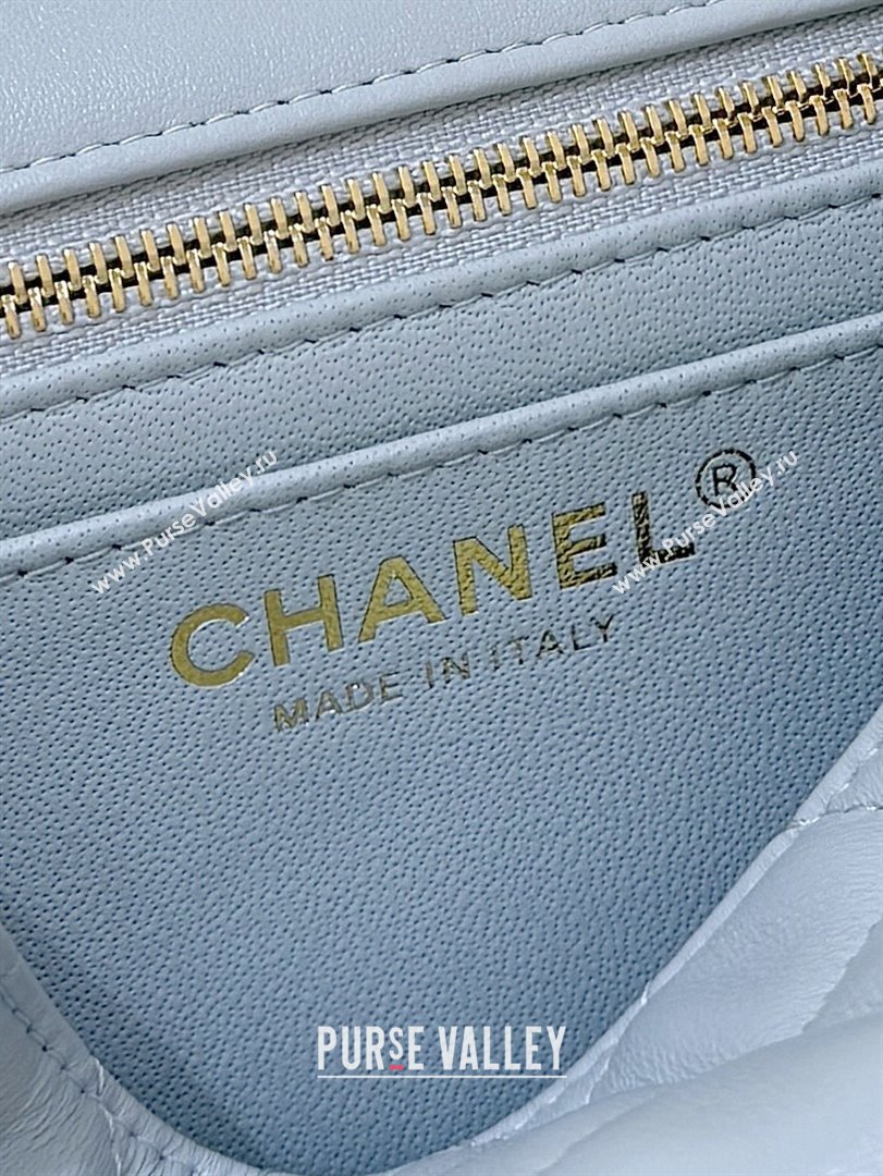 Chanel Shiny Lambskin Mini Square Flap Bag with CC Chain Light Blue 2025 AS5758 Top Quality (SHUNY-25092307)