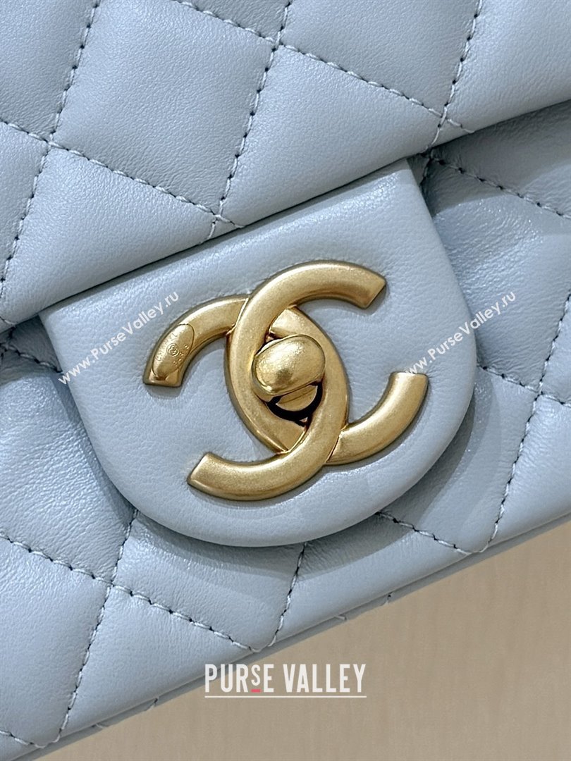 Chanel Shiny Lambskin Mini Square Flap Bag with CC Chain Light Blue 2025 AS5758 Top Quality (SHUNY-25092307)