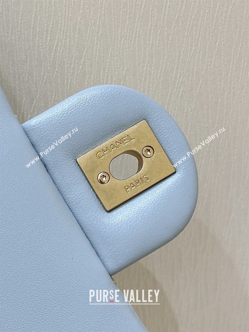 Chanel Shiny Lambskin Mini Square Flap Bag with CC Chain Light Blue 2025 AS5758 Top Quality (SHUNY-25092307)