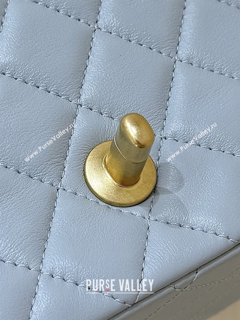Chanel Shiny Lambskin Mini Square Flap Bag with CC Chain Light Blue 2025 AS5758 Top Quality (SHUNY-25092307)