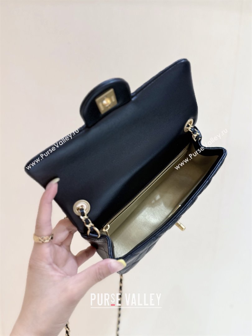 Chanel Shiny Lambskin Mini Flap Bag with CC Chain Black 2025 AS5759 Top Quality (SHUNY-25092310)