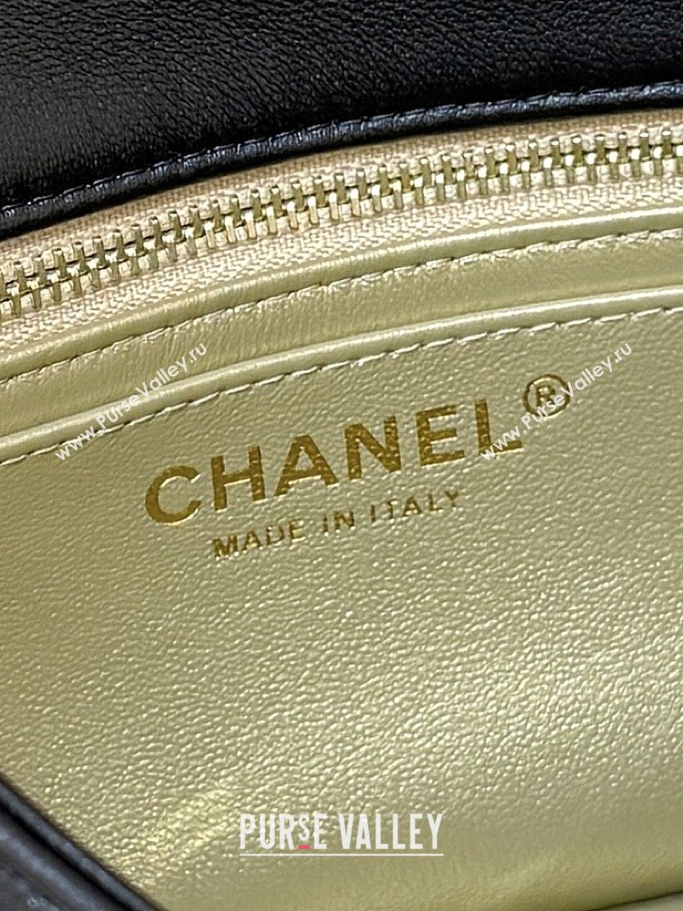 Chanel Shiny Lambskin Mini Flap Bag with CC Chain Black 2025 AS5759 Top Quality (SHUNY-25092310)