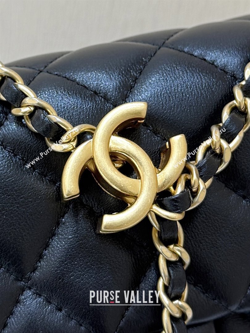Chanel Shiny Lambskin Mini Flap Bag with CC Chain Black 2025 AS5759 Top Quality (SHUNY-25092310)