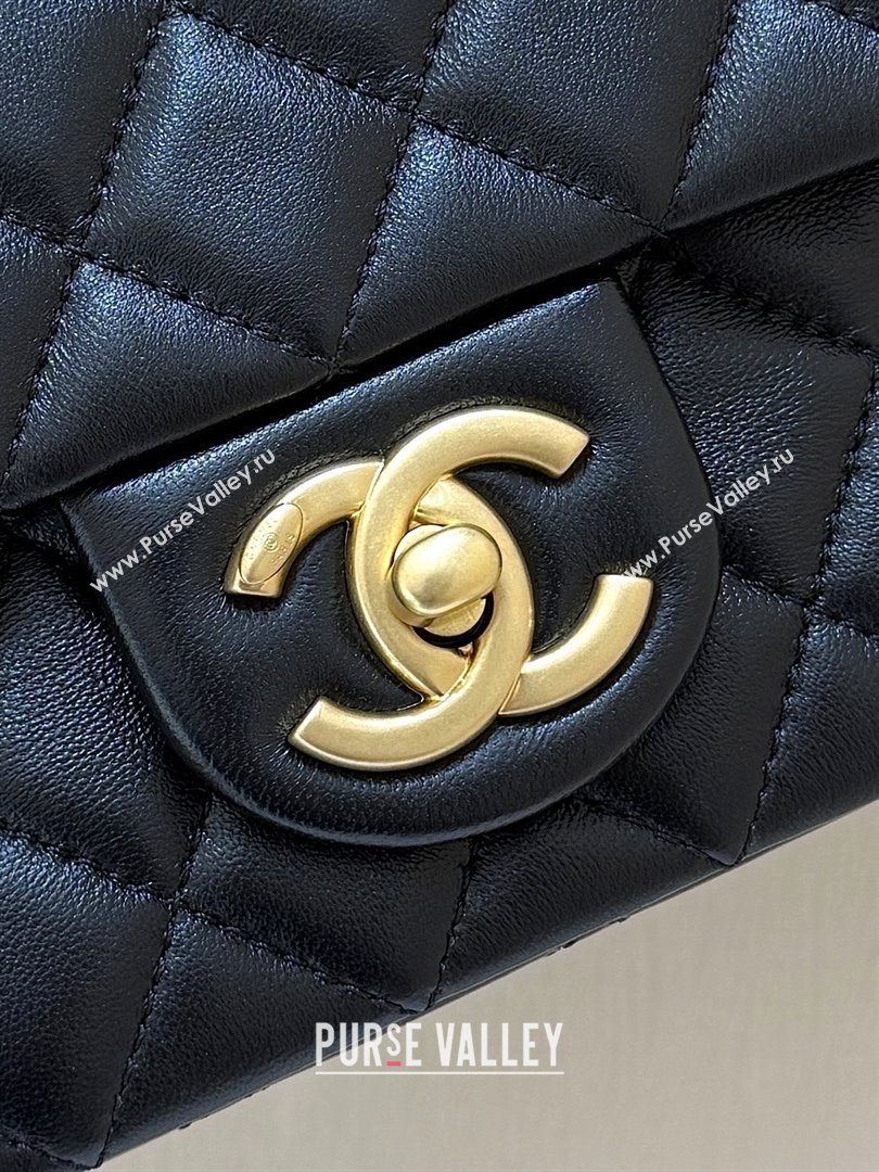 Chanel Shiny Lambskin Mini Flap Bag with CC Chain Black 2025 AS5759 Top Quality (SHUNY-25092310)
