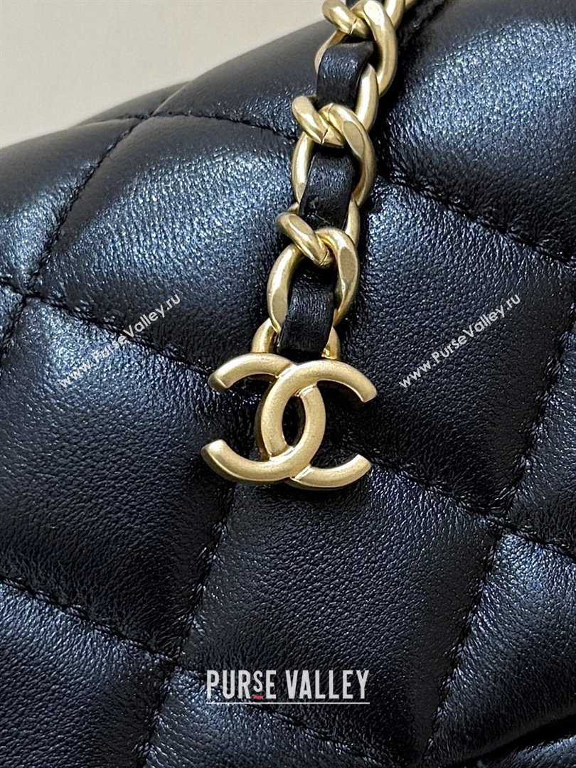 Chanel Shiny Lambskin Mini Flap Bag with CC Chain Black 2025 AS5759 Top Quality (SHUNY-25092310)