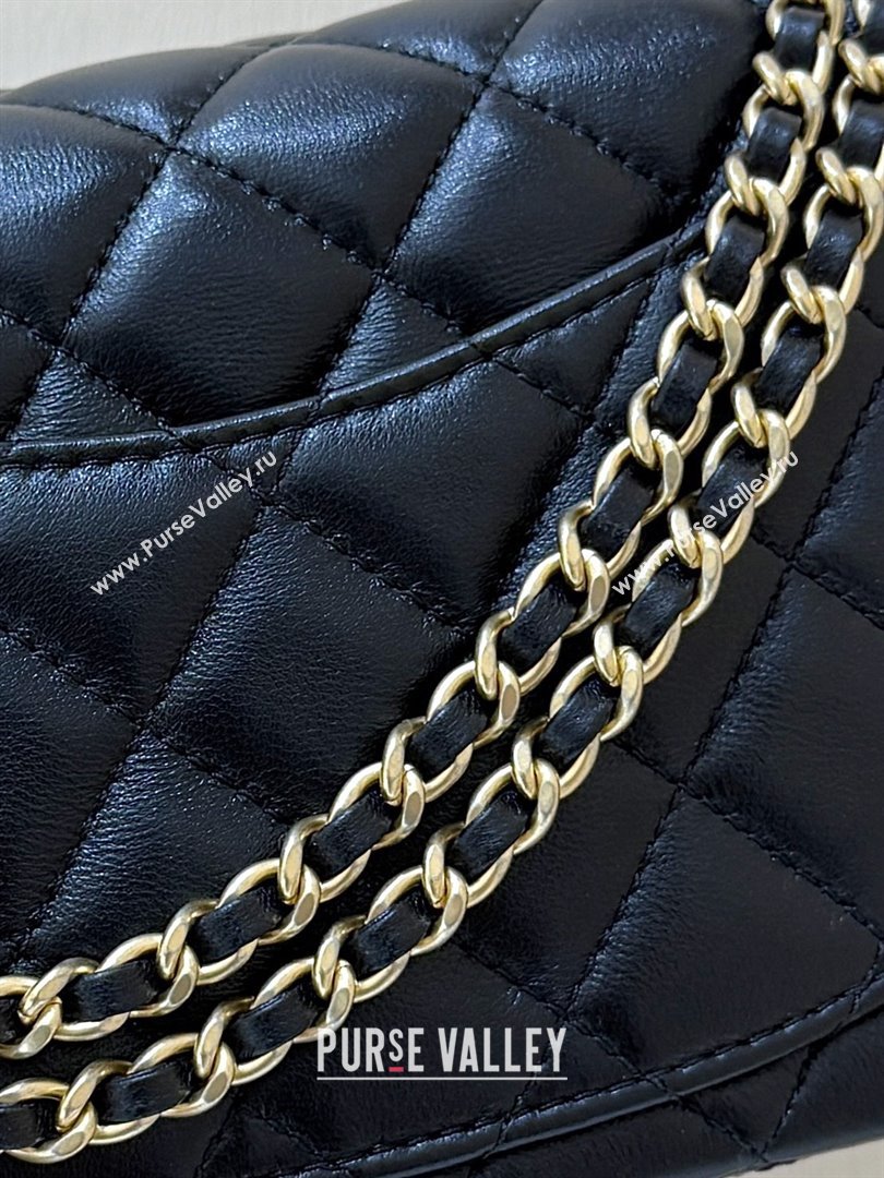 Chanel Shiny Lambskin Mini Flap Bag with CC Chain Black 2025 AS5759 Top Quality (SHUNY-25092310)