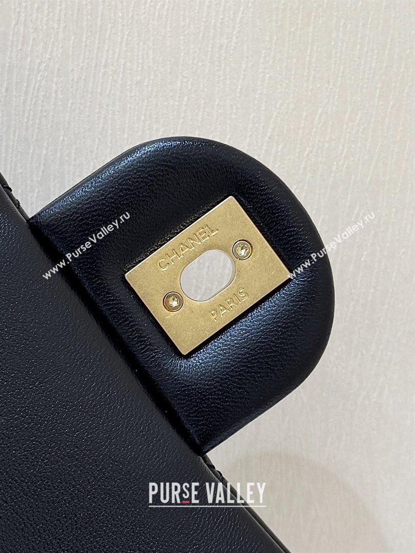 Chanel Shiny Lambskin Mini Flap Bag with CC Chain Black 2025 AS5759 Top Quality (SHUNY-25092310)